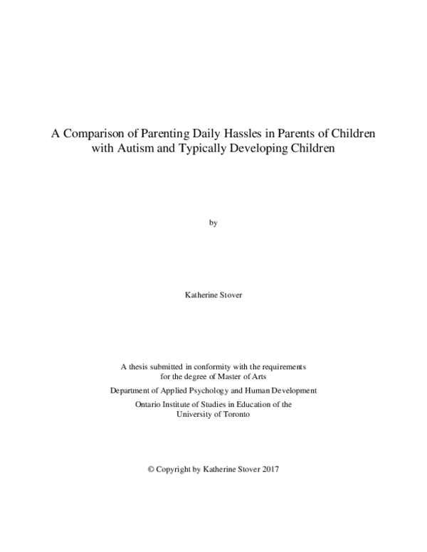 (PDF) A Comparison of Parenting Daily Hassles in Parents of Children ...