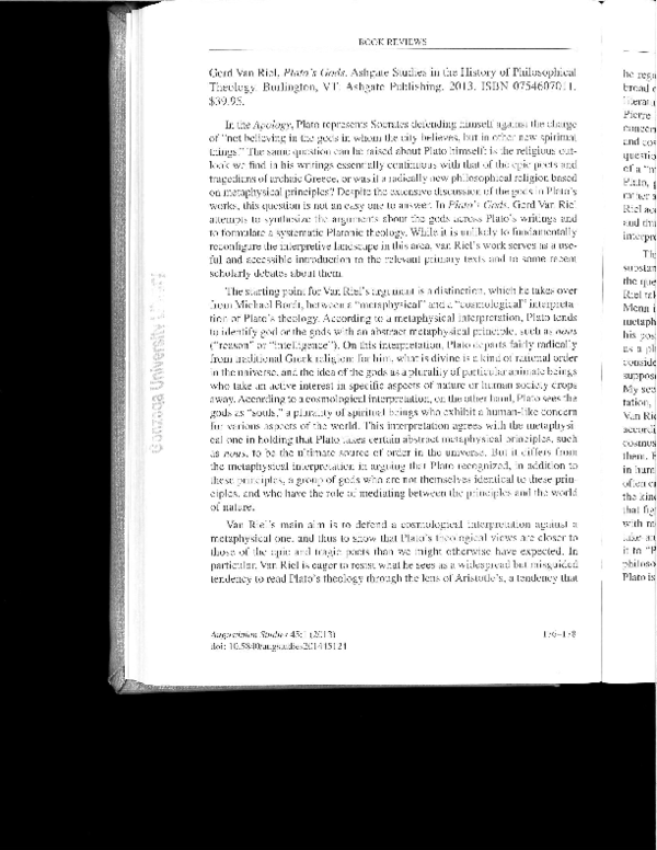 (PDF) Plato’s Gods. By Gerd Van Riel