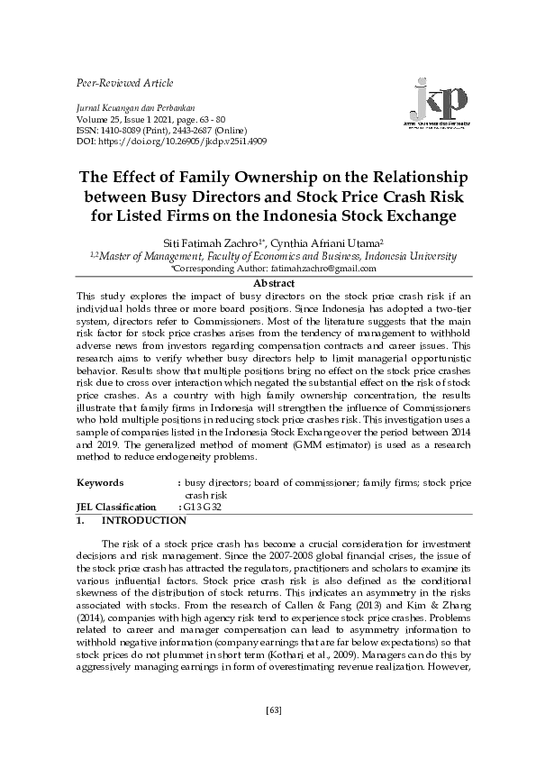 (PDF) The Effect of Family Ownership on the Relationship between Busy ...