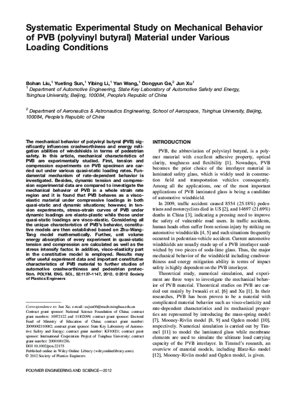 (PDF) Systematic experimental study on mechanical behavior of PVB ...