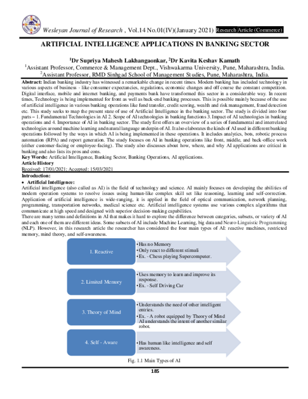 (PDF) Artificial Intelligence Applications in Banking Sector