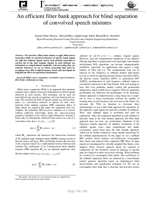 (PDF) An efficient filter bank approach for blind separation of ...