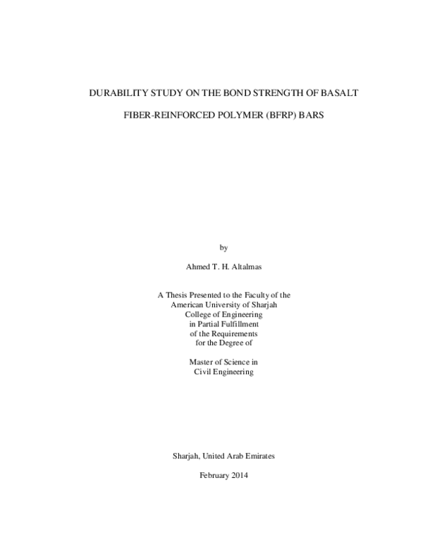 (PDF) Durability Study on the Bond Strength of Basalt Fiber-Reinforced ...