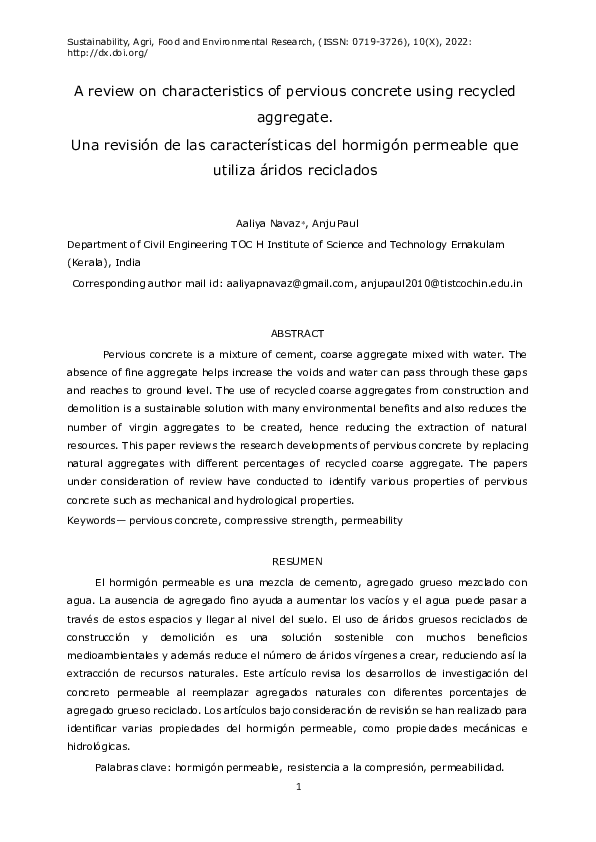 (PDF) A review on characteristics of pervious concrete using recycled ...