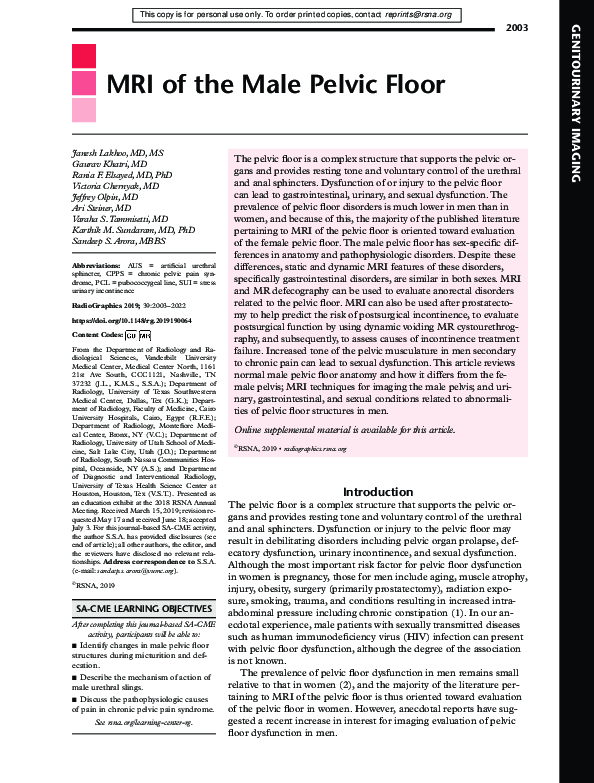 (PDF) MRI of the Male Pelvic Floor