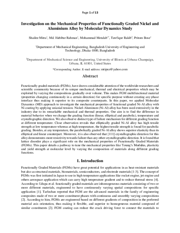 (PDF) Investigation on the Mechanical Properties of Functionally Graded ...