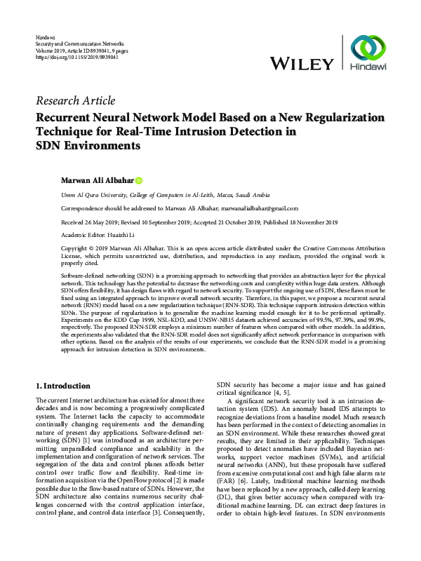 (PDF) Recurrent Neural Network Model Based on a New Regularization ...