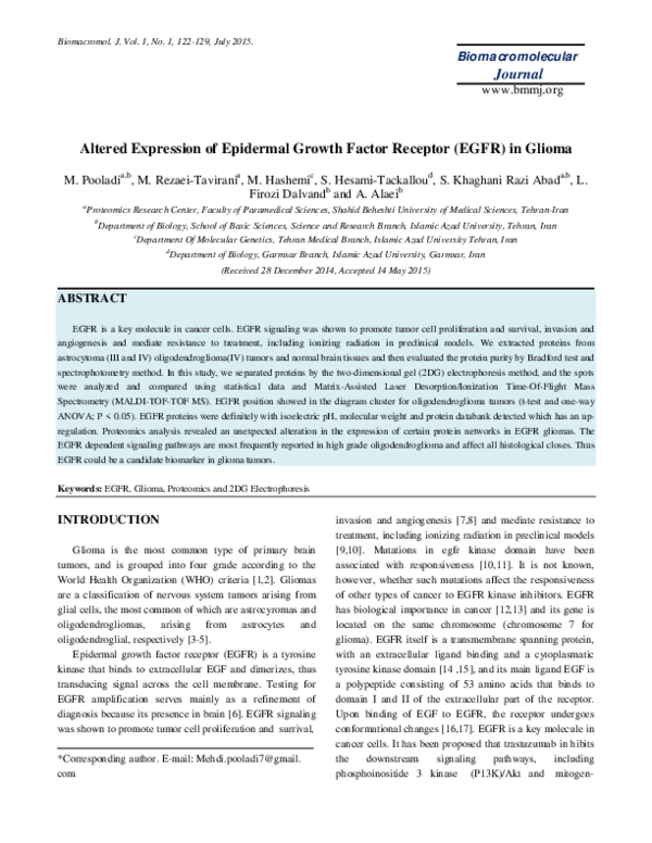 (PDF) Altered Expression of Epidermal Growth Factor Receptor (EGFR) in ...