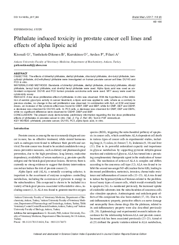 (PDF) Phthalate induced toxicity in prostate cancer cell lines and ...