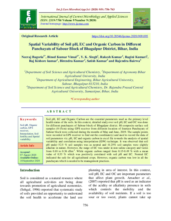 (PDF) Spatial Variability of Soil pH, EC and Organic Carbon in ...