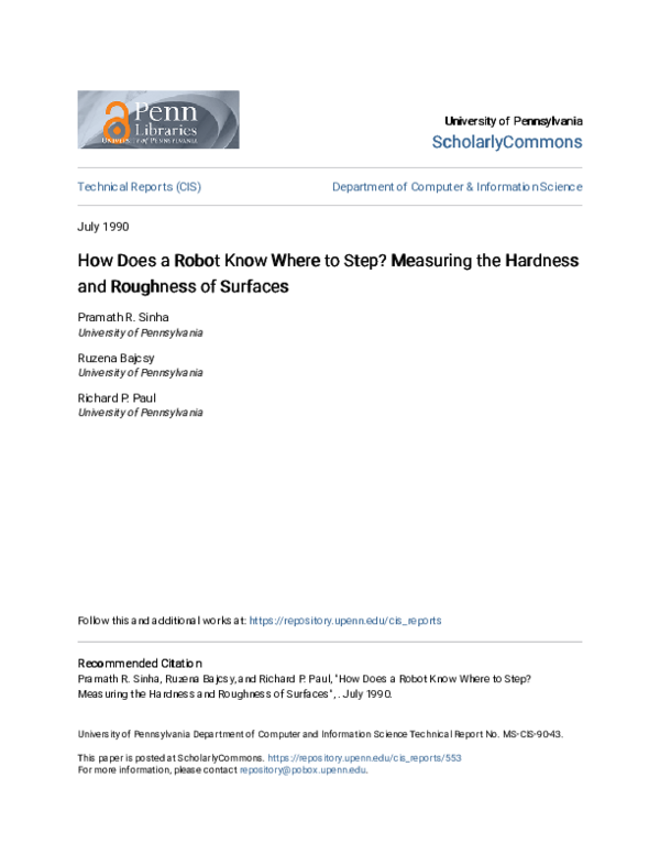 (PDF) How does a robot know where to step? Measuring the hardness and ...