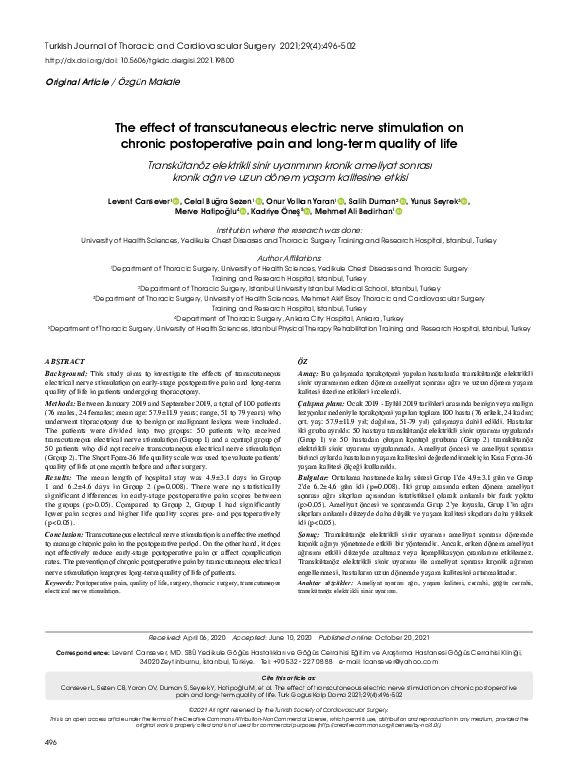 (PDF) The effect of transcutaneous electric nerve stimulation on ...