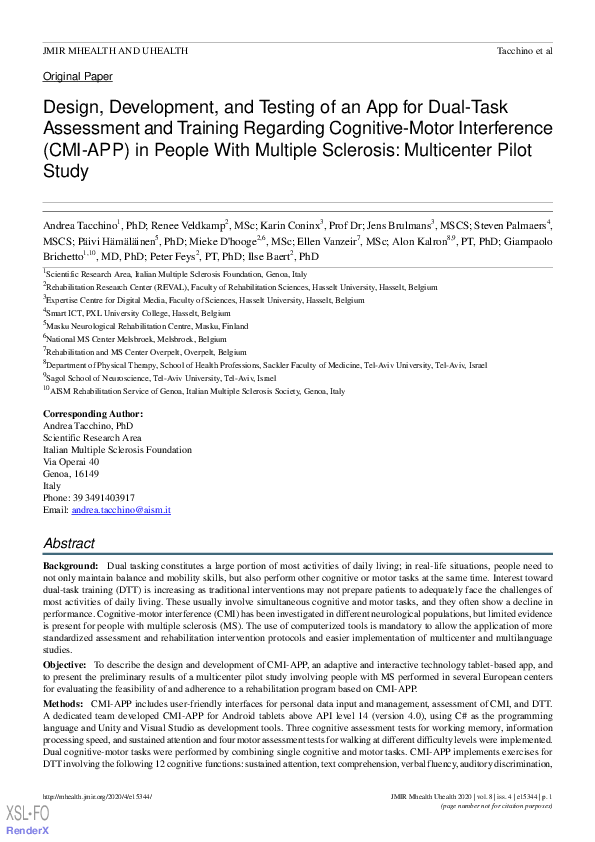 (PDF) Cognitive-motor interference in people with Multiple Sclerosis ...