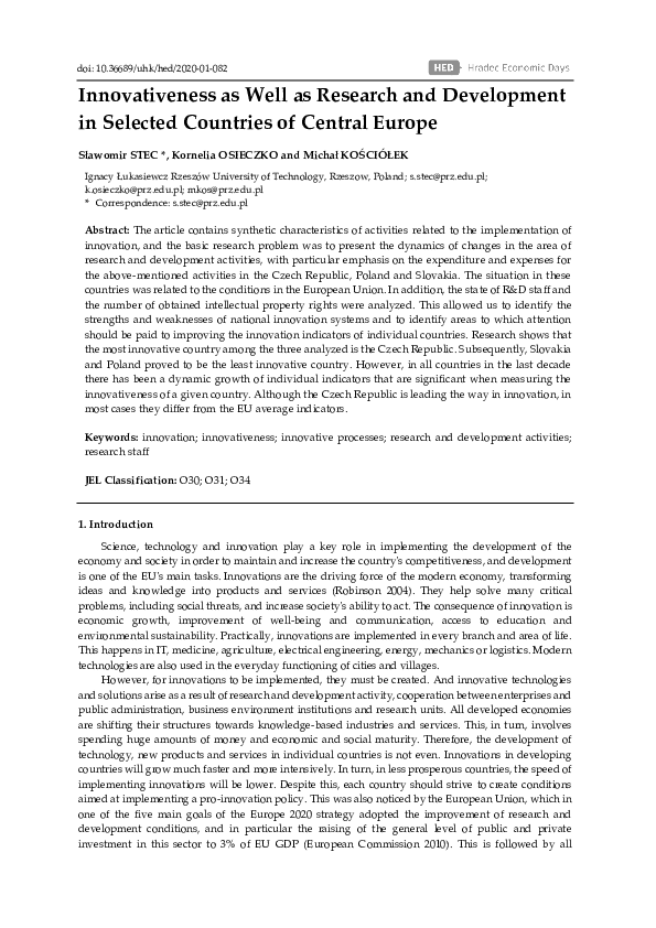 (PDF) Innovativeness as Well as Research and Development in Selected ...