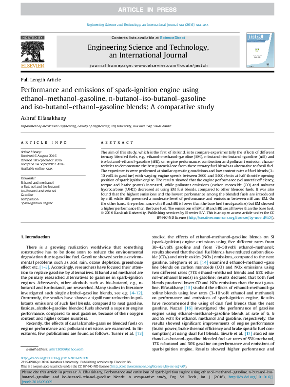 (PDF) Performance and emissions of spark-ignition engine using ethanol ...