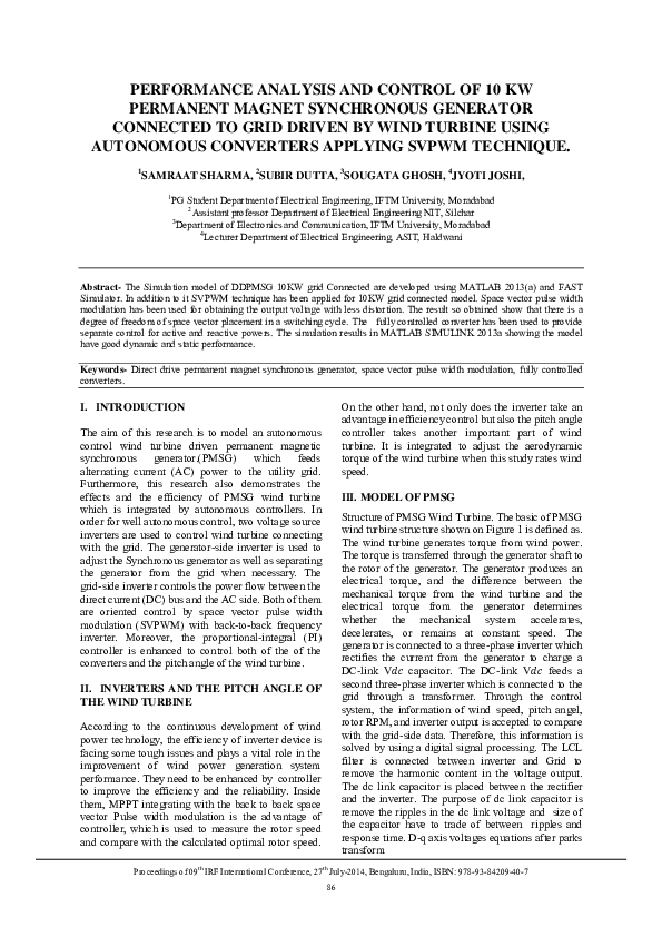 (PDF) Performance Analysis and Control of 10 KW Permanent Magnet ...