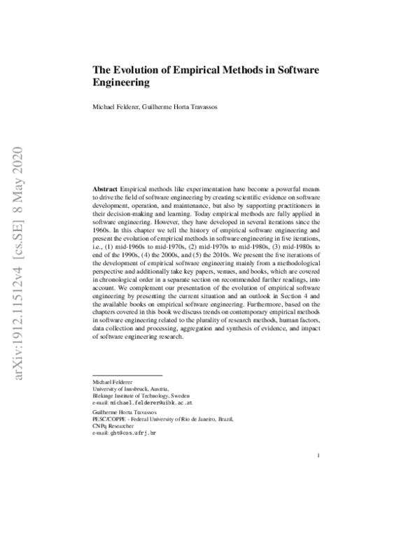 (PDF) The Evolution of Empirical Methods in Software Engineering