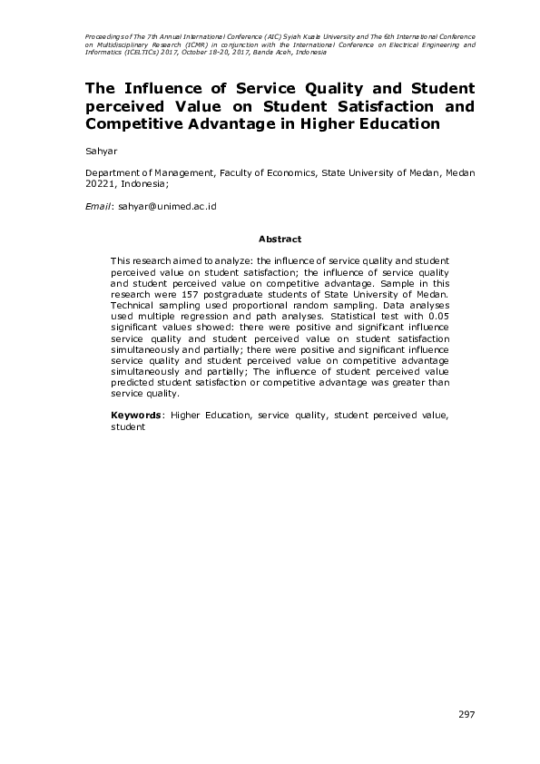 (PDF) Influence of Service Quality and Student Perceived Value on ...