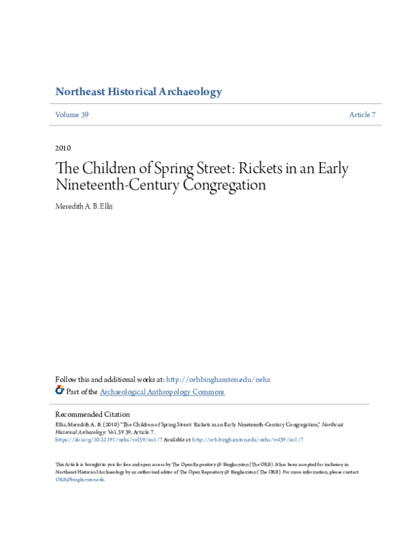 (PDF) The Children of Spring Street: Rickets in an Early Nineteenth ...