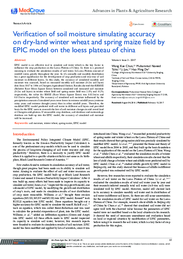 (PDF) Verification of Soil Moisture Simulating Accuracy on Dry-Land ...