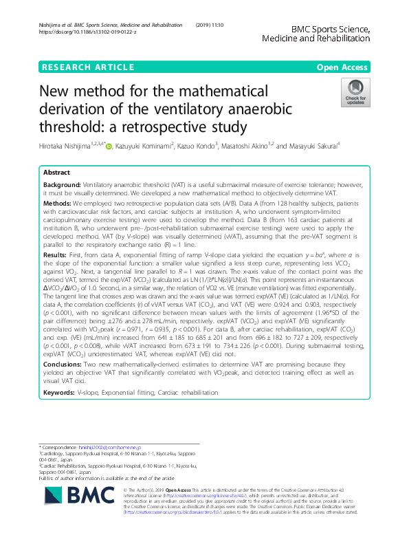 (PDF) New method for the mathematical derivation of the ventilatory ...