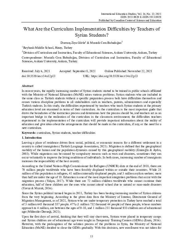 (PDF) What Are the Curriculum Implementation Difficulties by Teachers ...