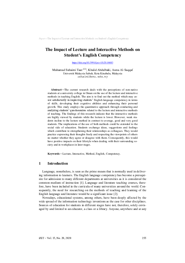 (PDF) The Impact of Lecture and Interactive Methods on Student’s ...