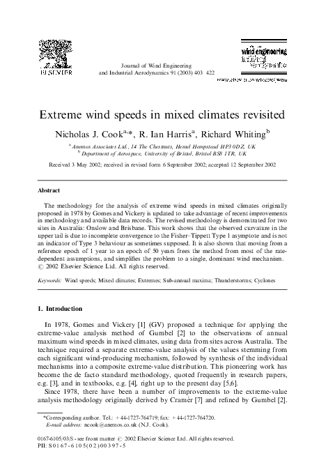 (PDF) Extreme wind speeds in mixed climates revisited