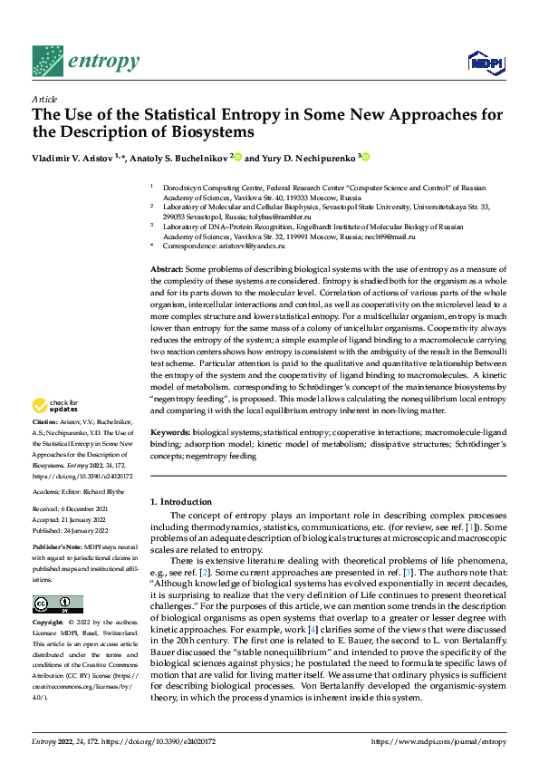 (PDF) The Use of the Statistical Entropy in Some New Approaches for the ...