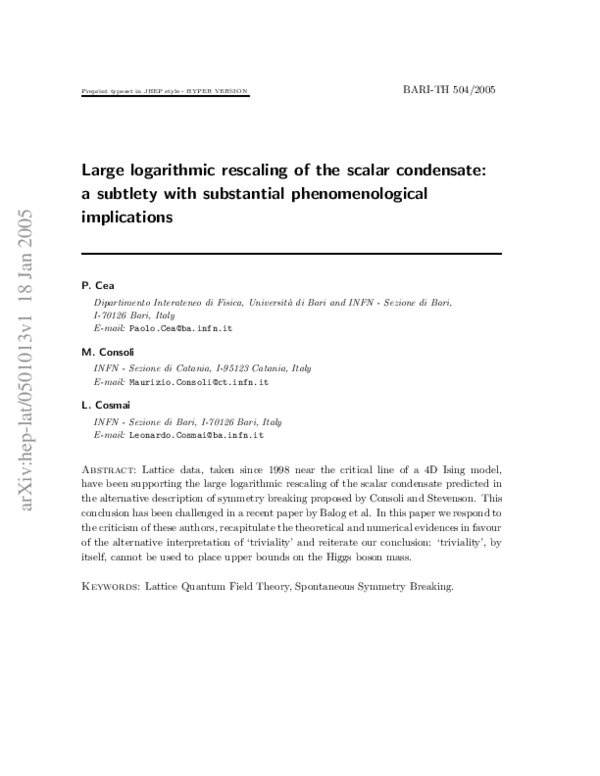 (PDF) Large logarithmic rescaling of the scalar condensate: a subtlety ...