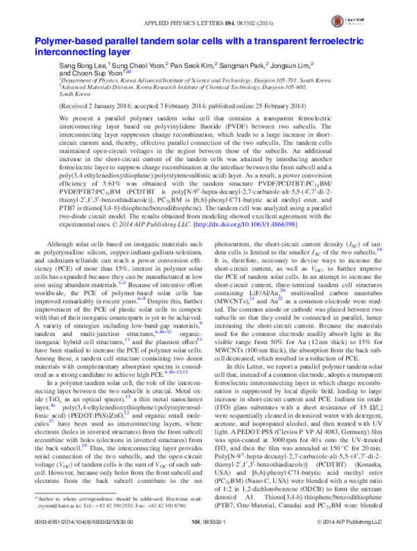 (PDF) Polymer-based parallel tandem solar cells with a transparent ...