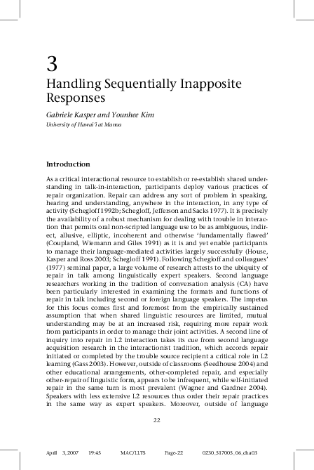(PDF) Handling sequentially inapposite responses