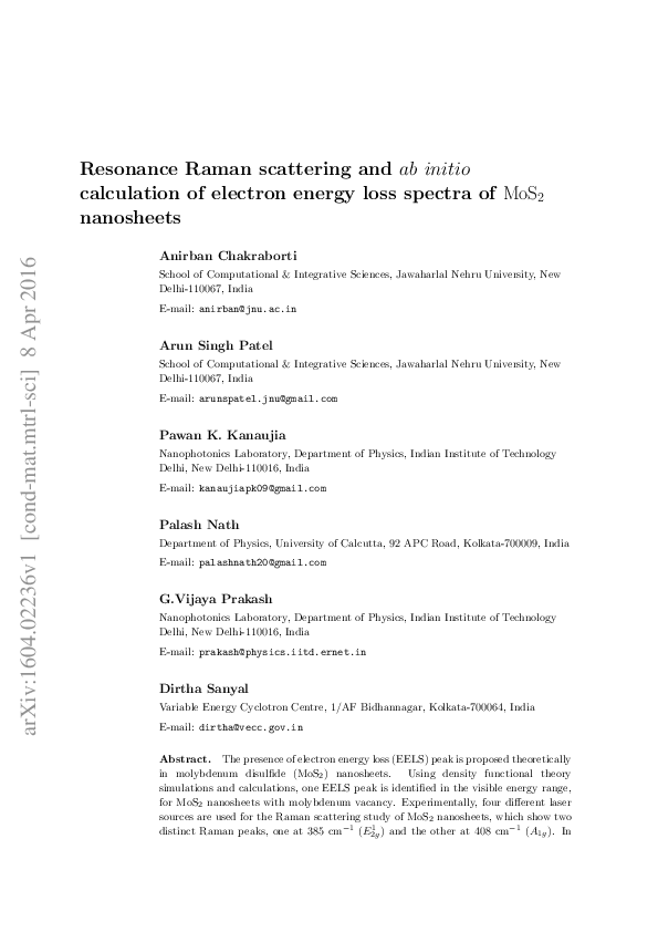 (PDF) Resonance Raman scattering and ab initio calculation of electron ...