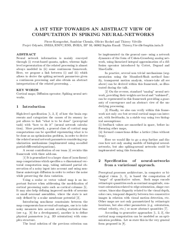 (PDF) A 1 ST Step Towards an Abstract View of Computation in Spiking ...