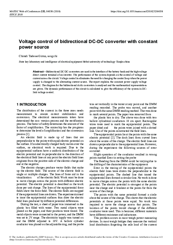 (PDF) Voltage control of bidirectional DC-DC converter with constant ...