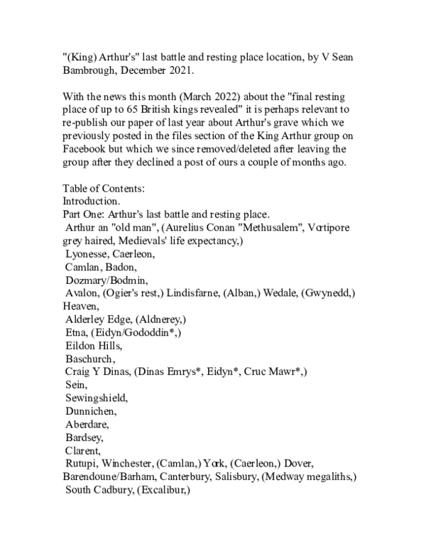 King Arthur's last battle and grave