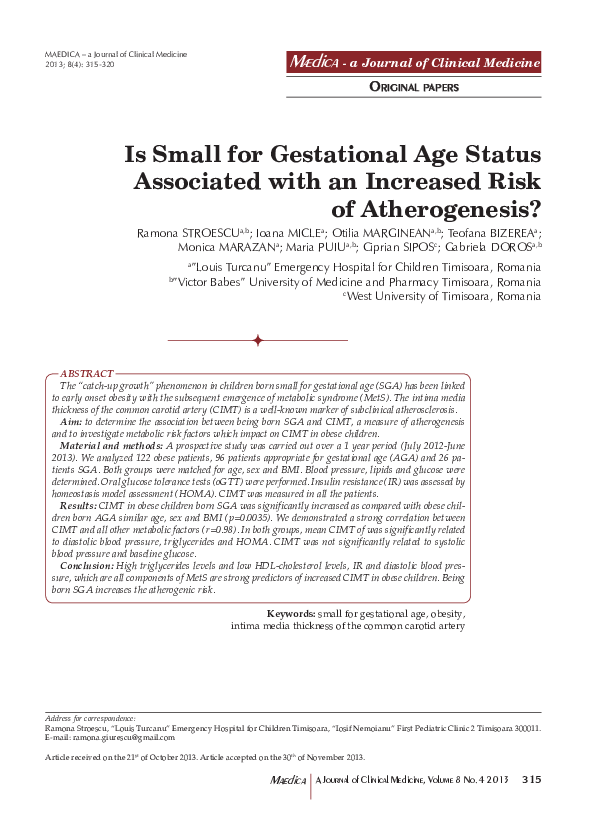 (PDF) Is small for gestational age status associated with an increased ...