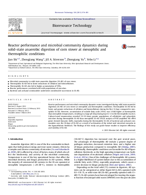 (PDF) Reactor performance and microbial community dynamics during solid ...