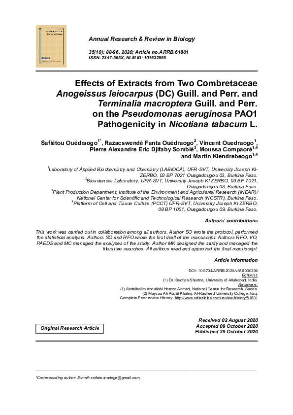 (PDF) Effects of Extracts from Two Combretaceae Anogeissus leiocarpus ...