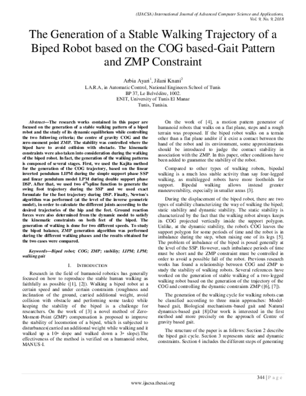 (PDF) The Generation of a Stable Walking Trajectory of a Biped Robot ...