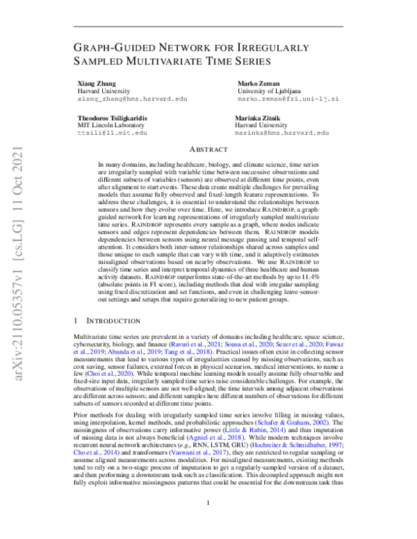 (PDF) Graph-Guided Network for Irregularly Sampled Multivariate Time Series