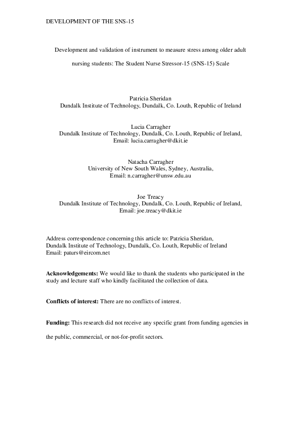 (PDF) Development and validation of an instrument to measure stress ...