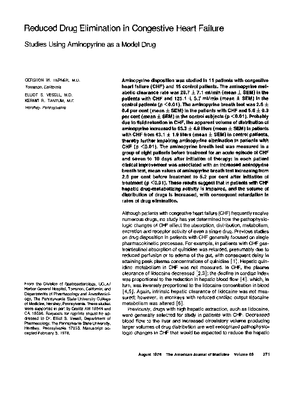 (PDF) Reduced drug elimination in congestive heart failure