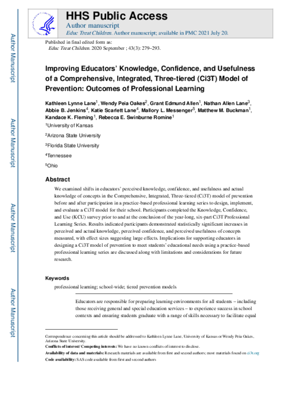 (PDF) Improving Educators’ Knowledge, Confidence, and Usefulness of a ...