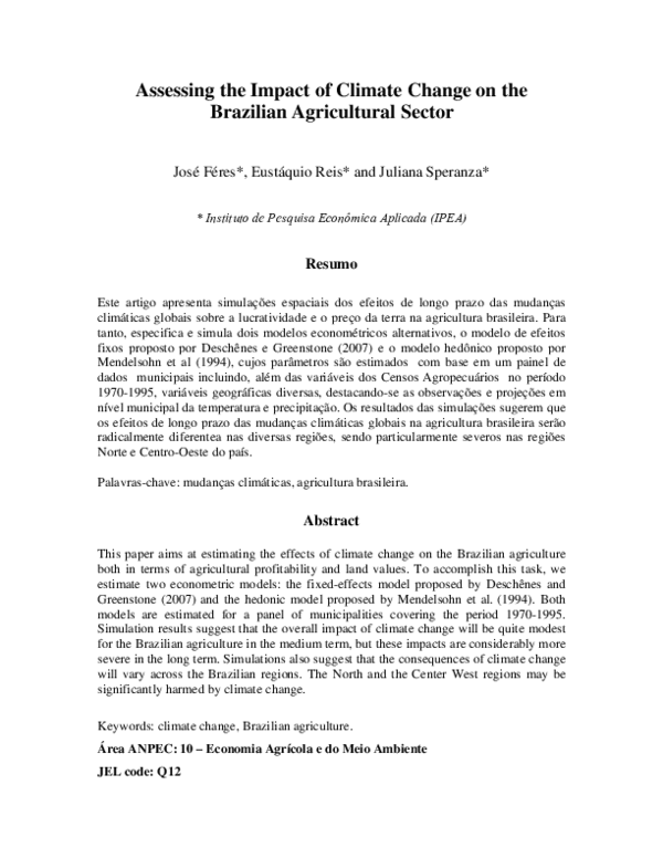 (PDF) Assessing the Impact of Climate Change on the Brazilian ...