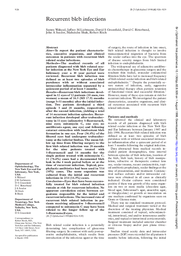 (PDF) Recurrent bleb infections