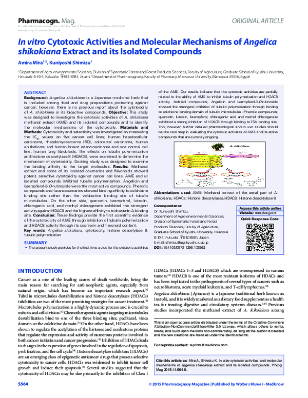 (PDF) In vitro cytotoxic activities and molecular mechanisms of ...