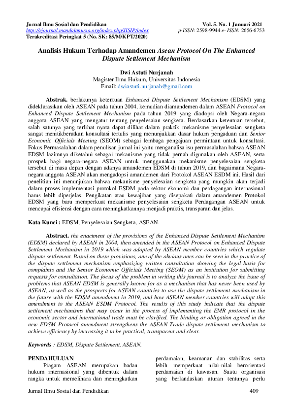 (PDF) Analisis Hukum Terhadap Amandemen Asean Protocol On The Enhanced