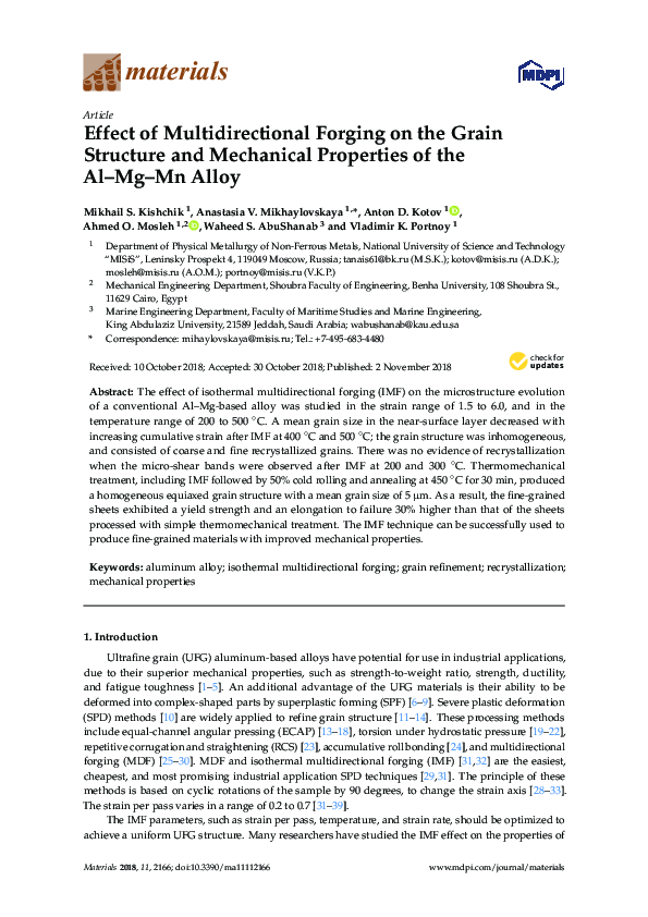 (PDF) Effect of Multidirectional Forging on the Grain Structure and ...