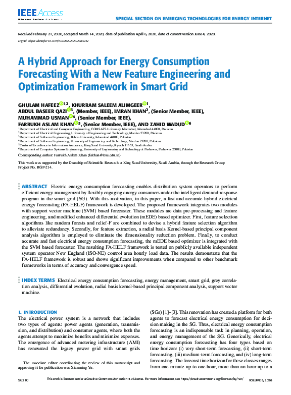 (PDF) A Hybrid Approach for Energy Consumption Forecasting With a New ...